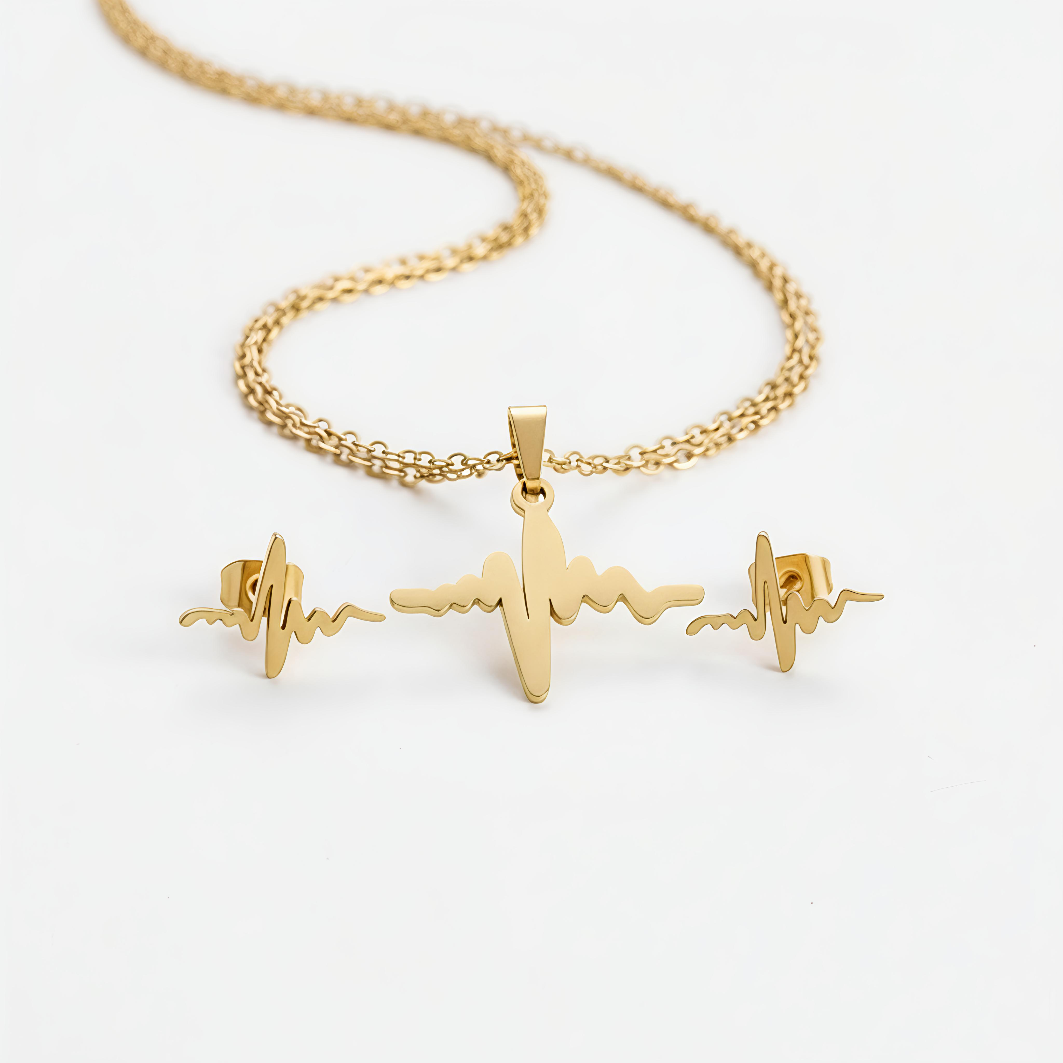 18K Gold Plated in Stainless Steel Non-Tarnish, Waterproof 18K PVD Ryth Minimal Pendant Set