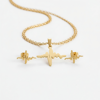 18K Gold Plated in Stainless Steel Non-Tarnish, Waterproof 18K PVD Ryth Minimal Pendant Set