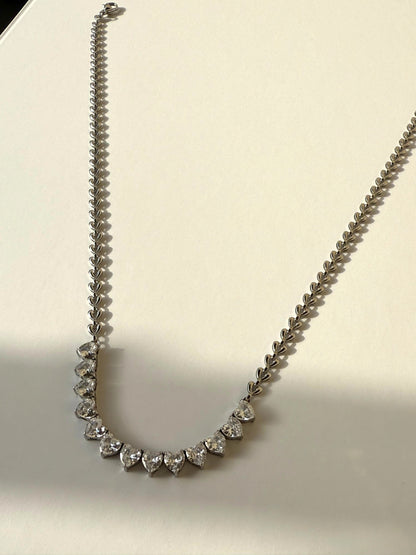 Delicate Silver-Plated Stainless Steel Necklace & Earrings Set with Zirconia Hearts