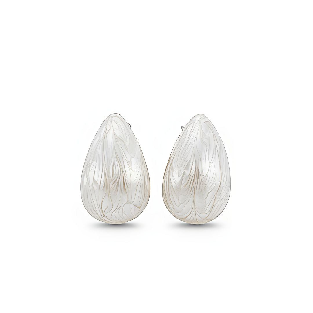 🤍Resin Mellow | White Water Drop Oil-Effect Stud Earrings