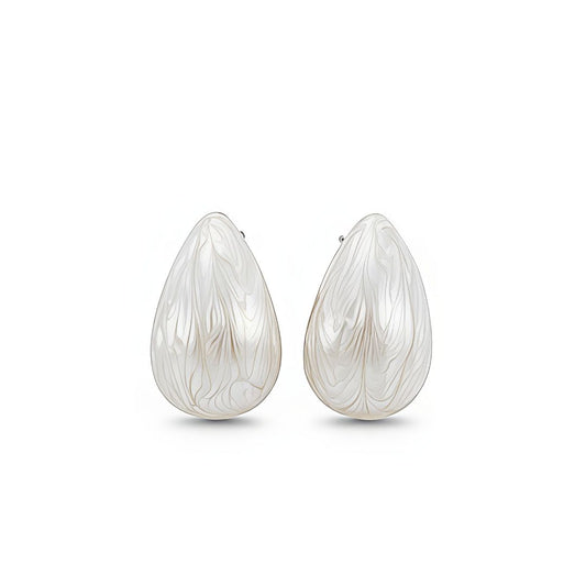 🤍Resin Mellow | White Water Drop Oil-Effect Stud Earrings
