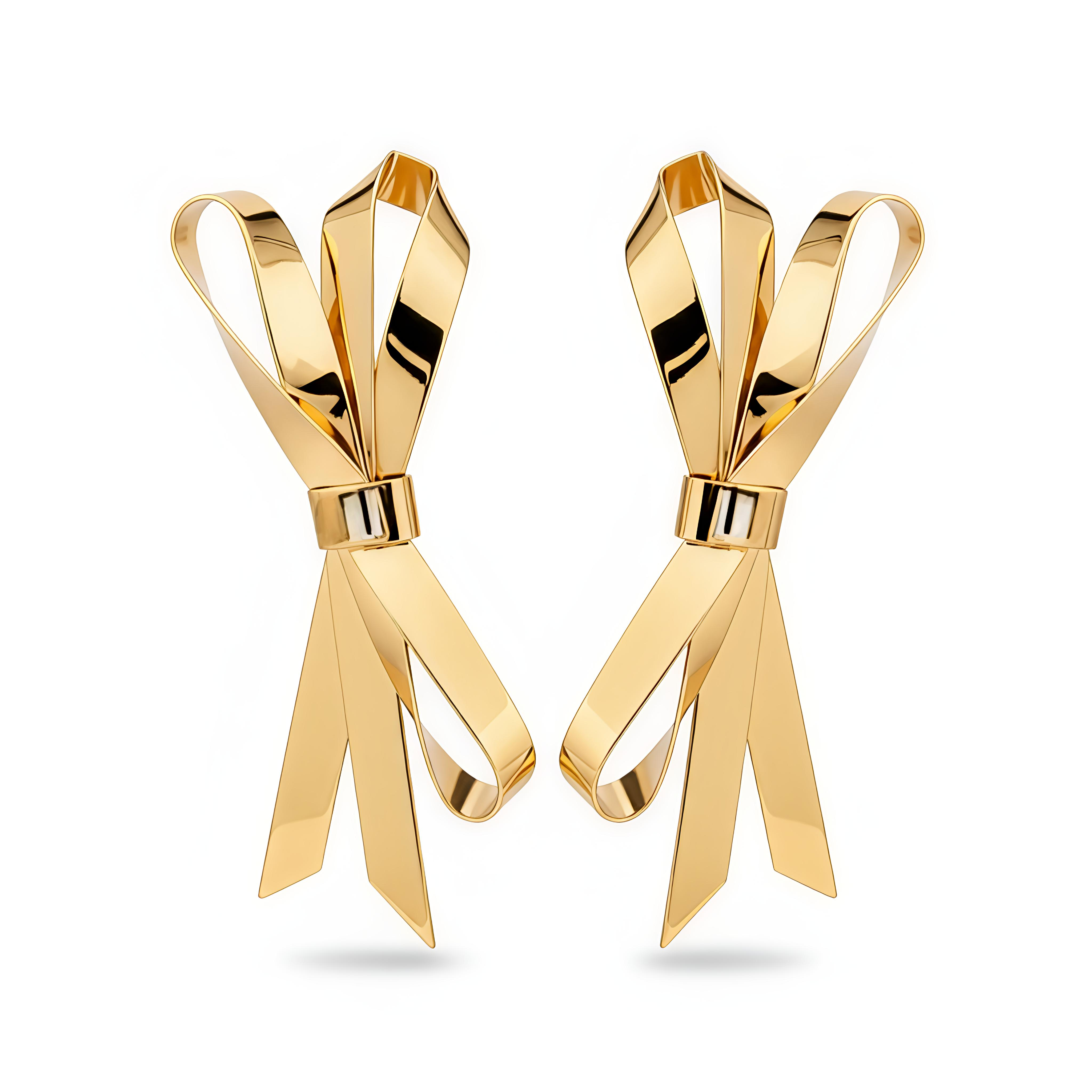 Golden Bow-Tique Earrings | 14K Gold-Plated Stainless Steel Bow Studs