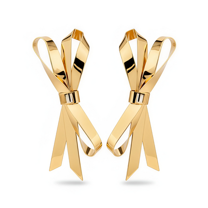 Golden Bow-Tique Earrings | 14K Gold-Plated Stainless Steel Bow Studs