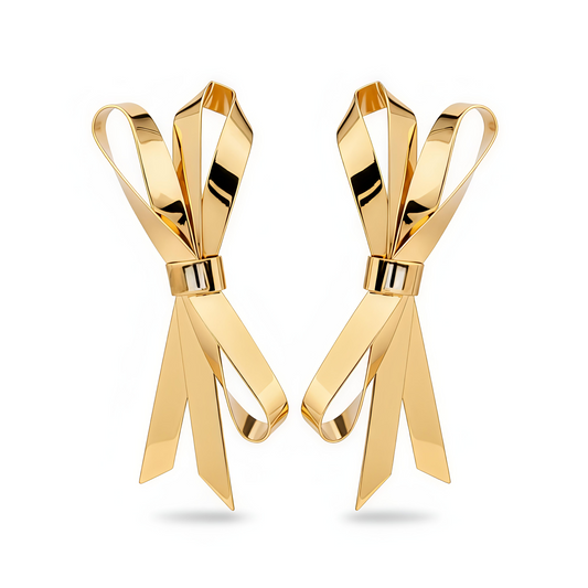 Golden Bow-Tique Earrings | 14K Gold-Plated Stainless Steel Bow Studs
