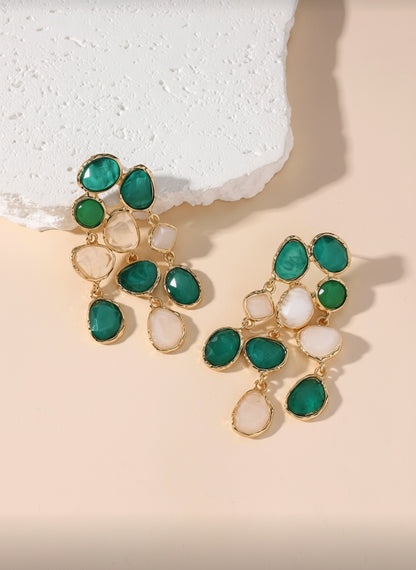 💚🤍Glow Drop - Green & White Glow Punk-Inspired Pendant Earrings