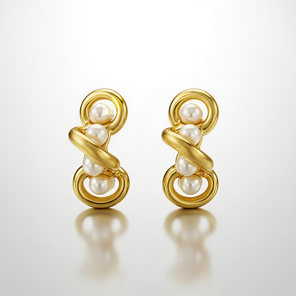 18K Gold-Plated in Stainless Steel Pearl Hoops - Pearl Twirl Hoop