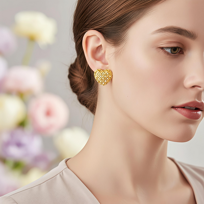 Heart Pearl Earrings for Women | Gold-Plated Stainless Steel Formal Jewelry