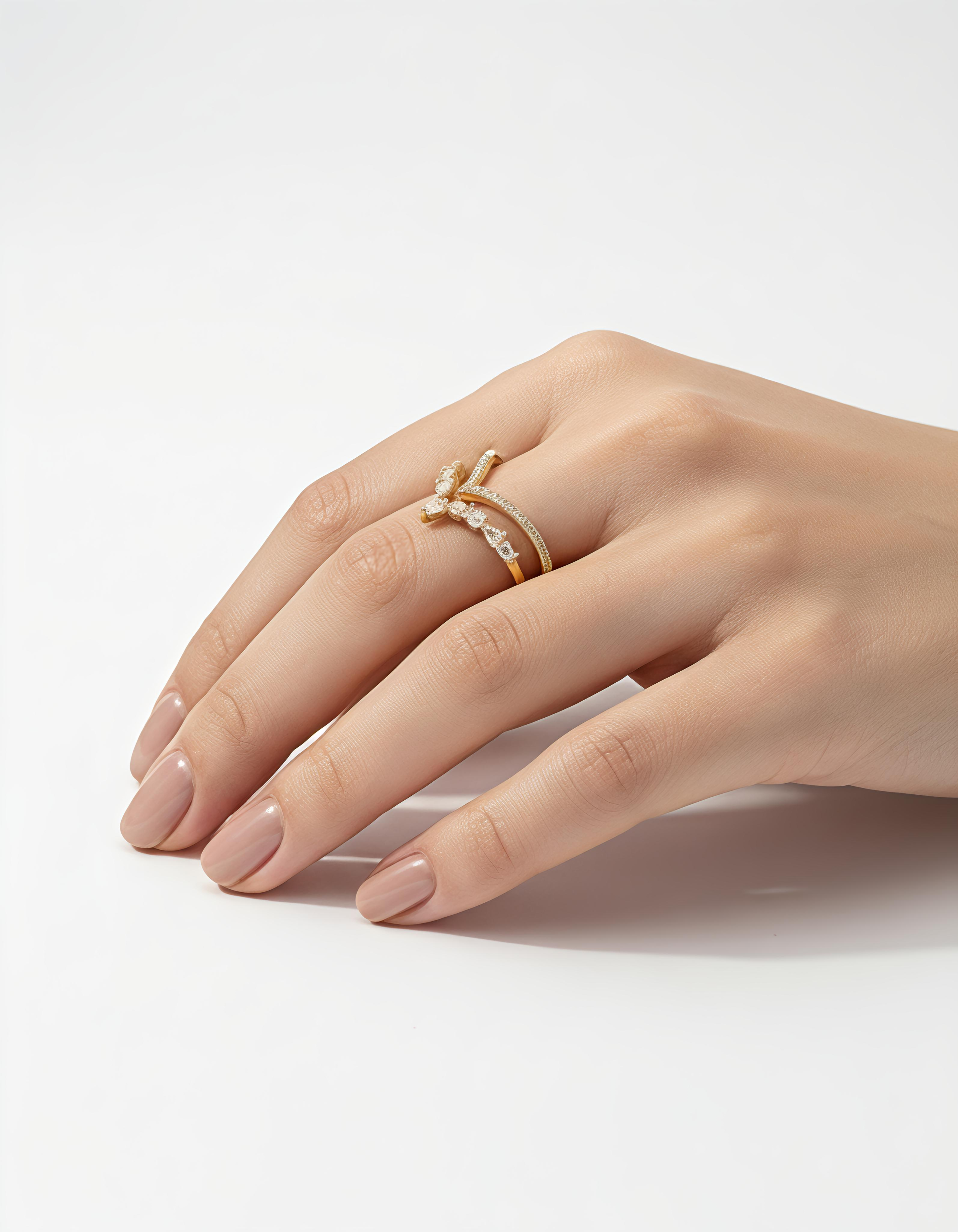 Gold Plated Crown Shape Cubic Zirconia Ring | Adjustable Luxury Ring