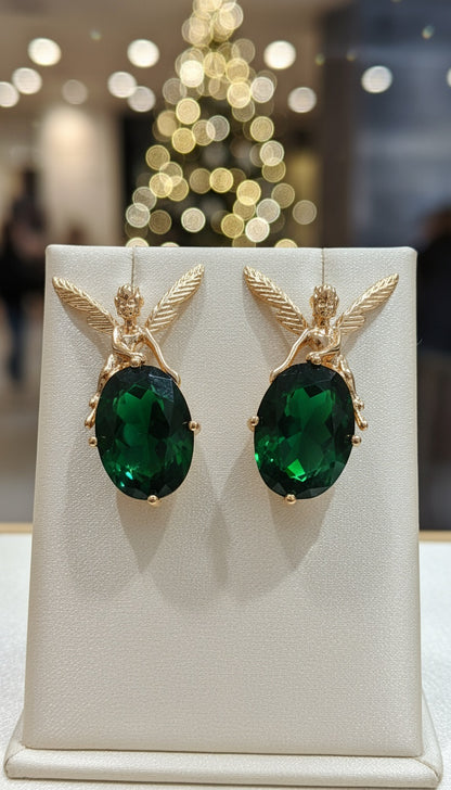 Emerald Angel Stud Earrings – Wear a Touch of Divine Grace and Serenity