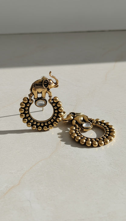 Elephant-Inspired Traditional Earrings – Lightweight & Ethnic