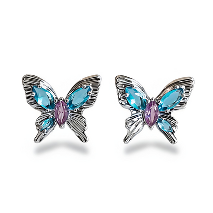 Azure Wing Butterfly Stud Earrings – Delicately fluttering with sparkling stones, bring a fresh, dreamy touch that makes you feel light and radiant.