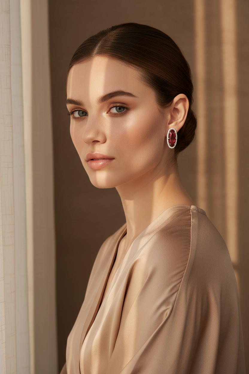 Red Oval Minimal Studs