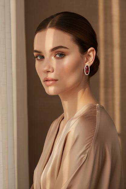 Red Oval Minimal Studs