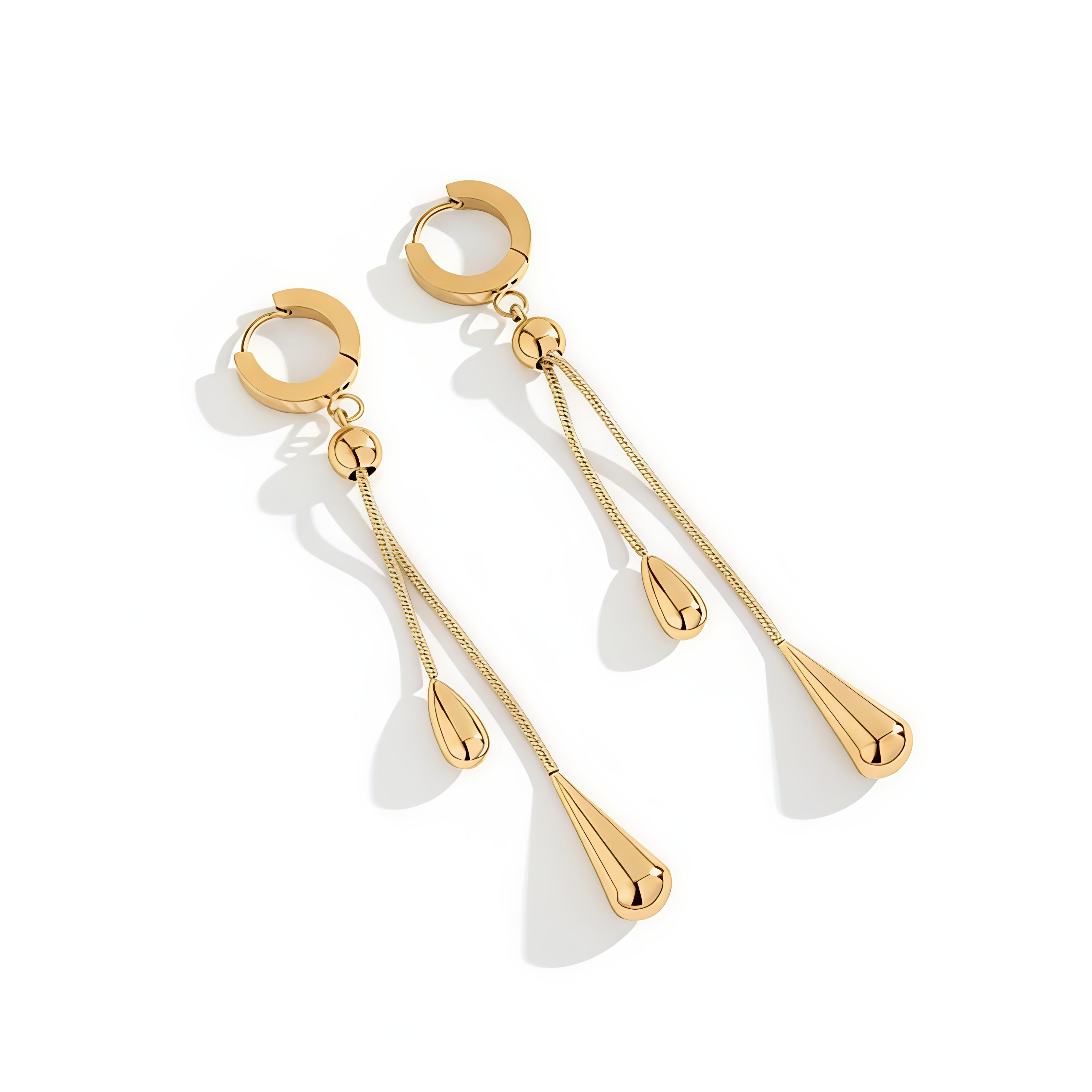 18K Gold Drop Necklace & Earrings | Stainless Steel