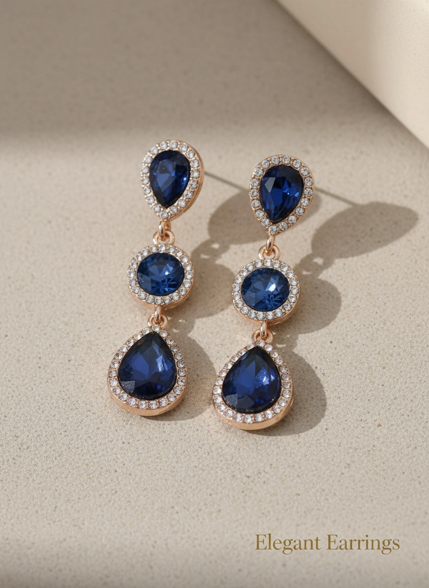 ✨Elegant Glow- Boho Metal Inlaid Glass Rhinestone Earrings