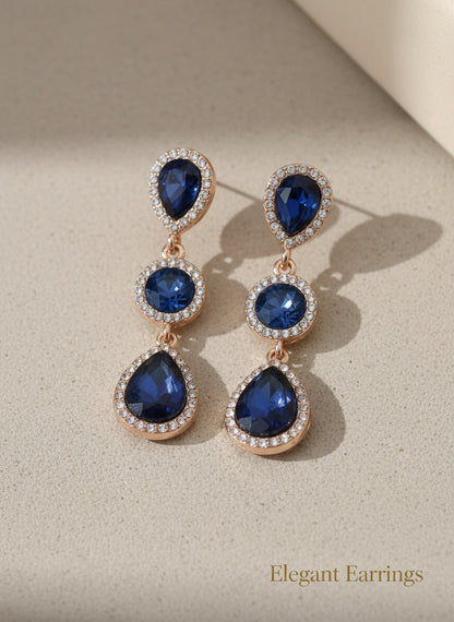 ✨Elegant Glow- Boho Metal Inlaid Glass Rhinestone Earrings