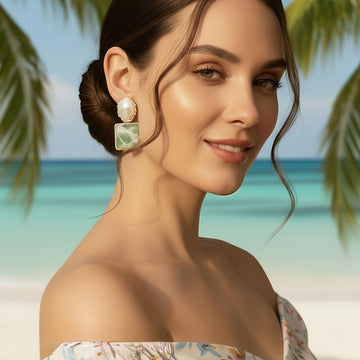 Green Water Earrings