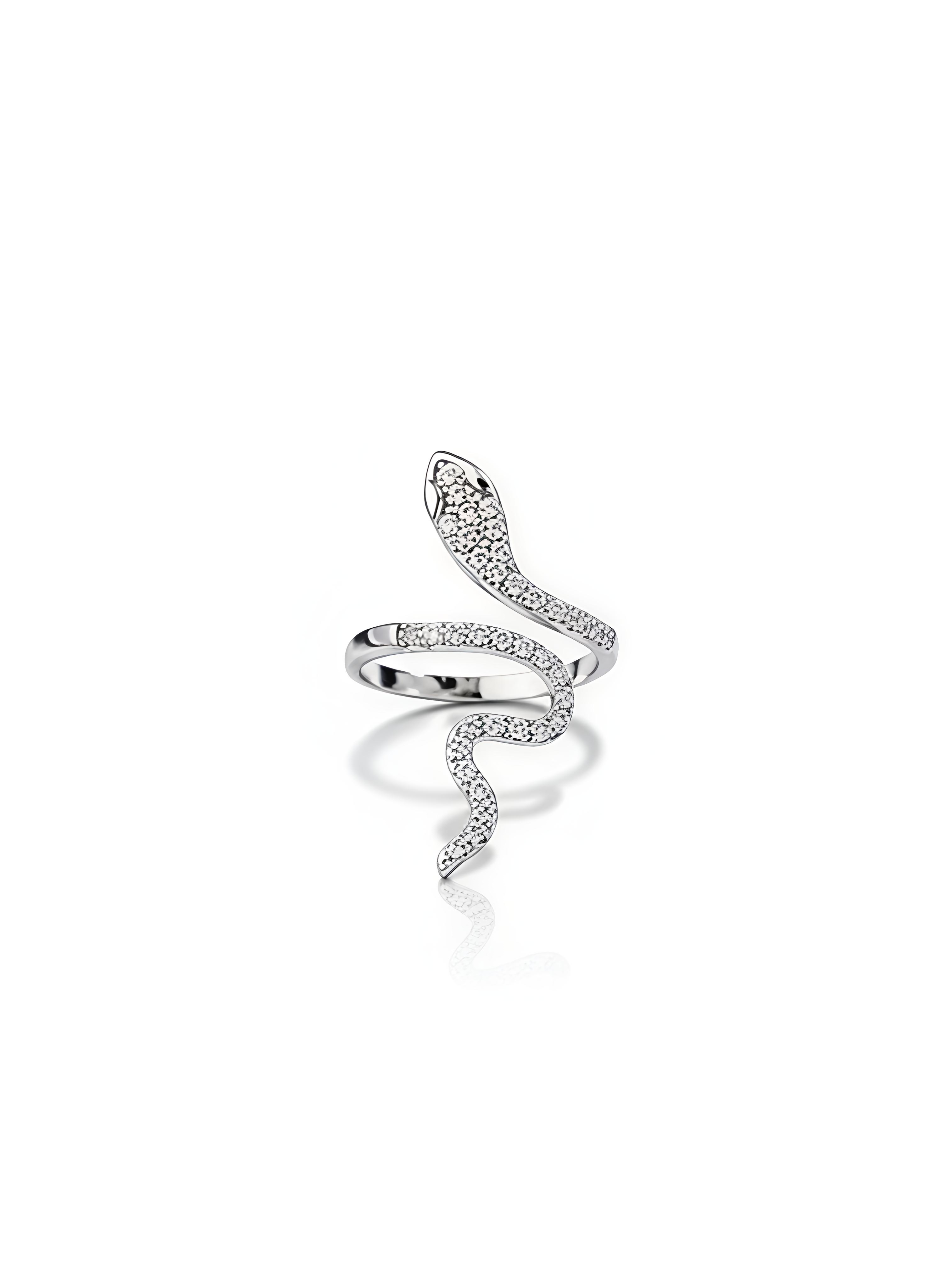 Snake Design Cubic Zirconia Ring in Stainless Steel | Trendy Statement Ring