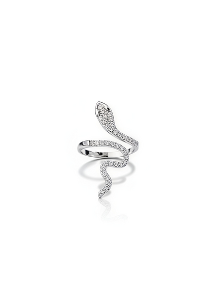 Snake Design Cubic Zirconia Ring in Stainless Steel | Trendy Statement Ring