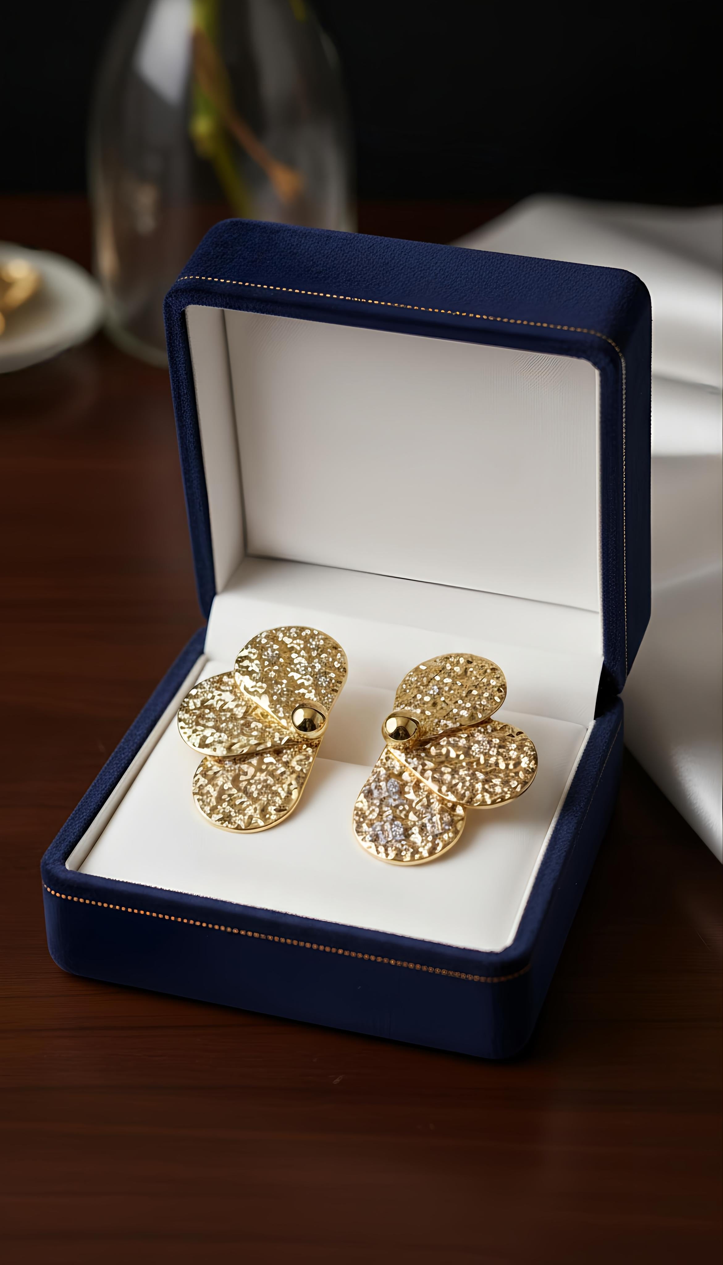 Gold Plated Statement Earrings Anti Tarnish in Stainless Steel for Women Waterproof