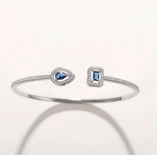 Blue Stone Cubic Zirconia Bracelet for Women - Adjustable