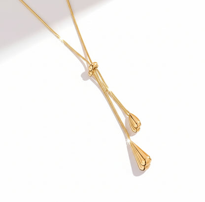 18K Gold Plated in Stainless Steel Long Chain Adjustable Necklace