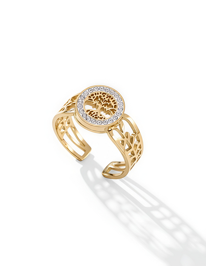Tree of Life Stainless Steel Adjustable Ring for Women | Symbolic Jewelry