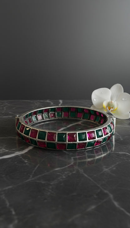 Meher Royalty Oxidized Silver Bangle – Boho Chic Meets Regal Grace