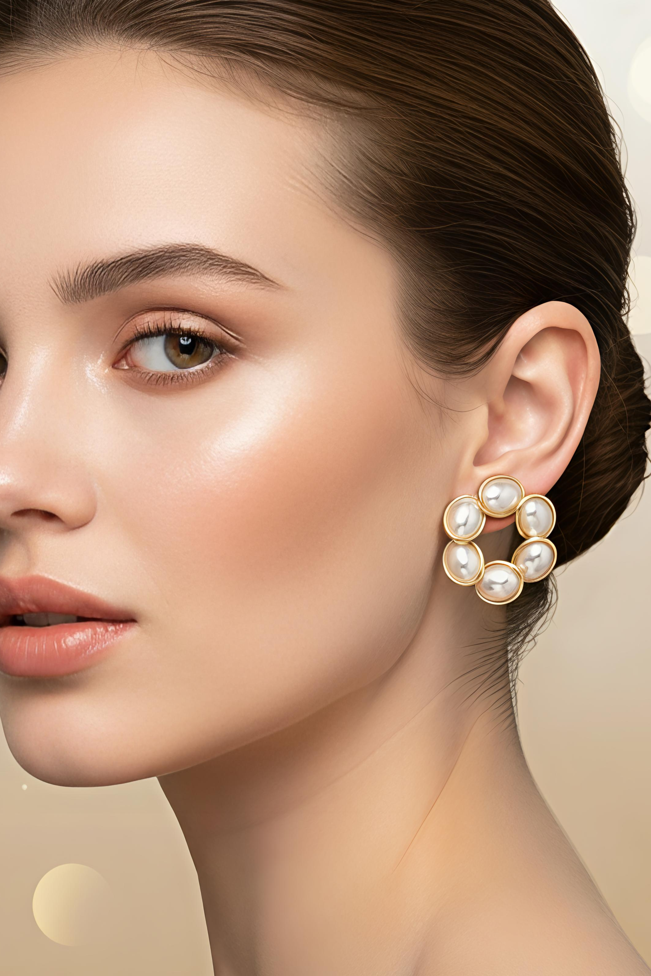 SET of 3 Gold Earrings| Combo Set for Women | Pearl Studs, Everyday Gold Earrings & Emerald Dangler | Anniversary Special