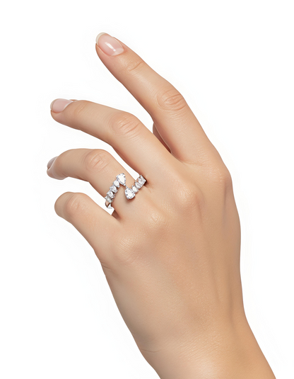 Luxury Zirconia Drop Ring for Women | Silver Plated Copper Ring