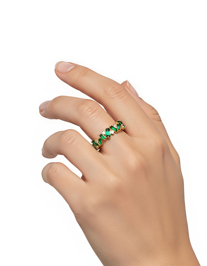 Green Cubic Zirconia Ring for Women | Platinum Plated Brass Statement Ring