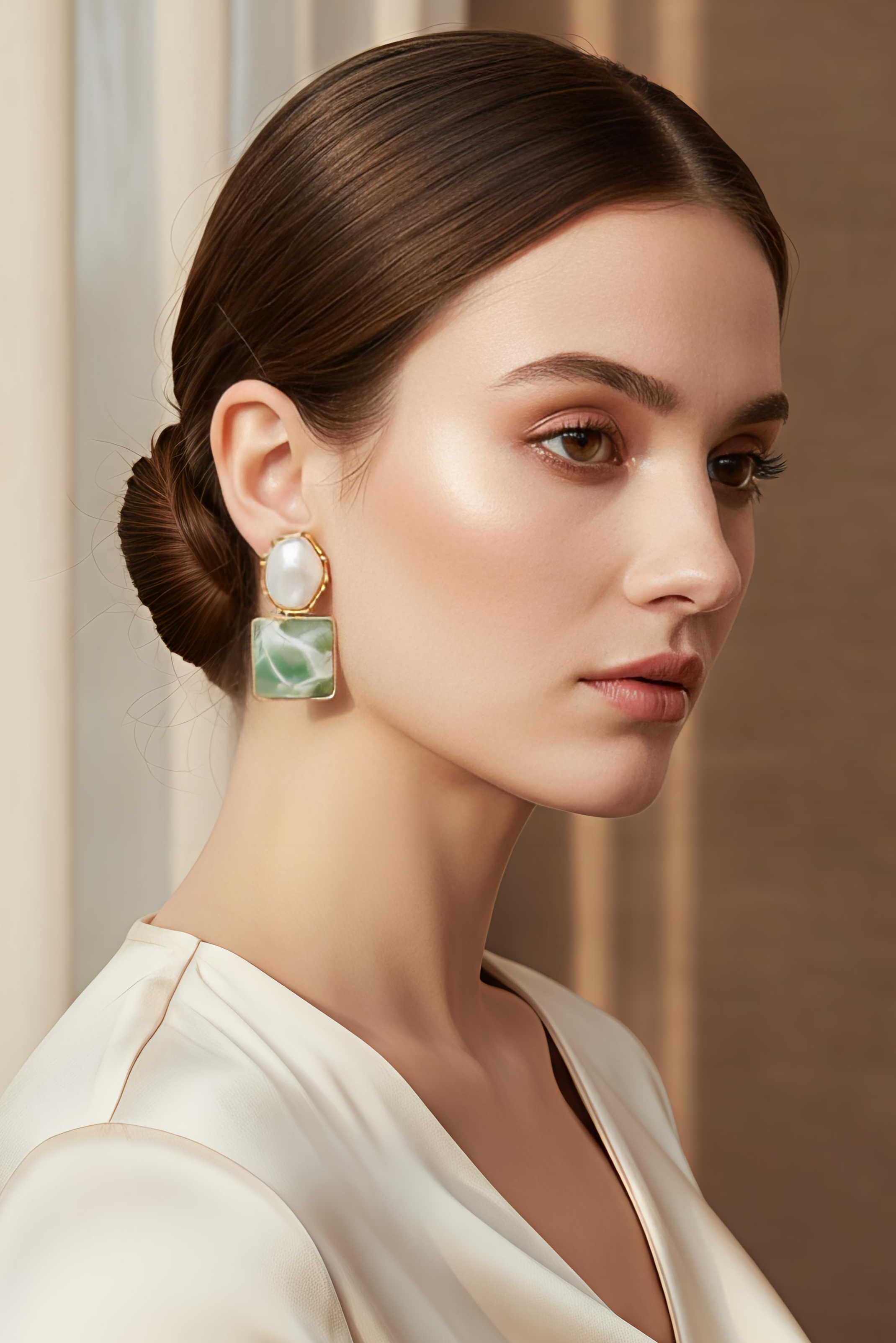 Green Water Earrings