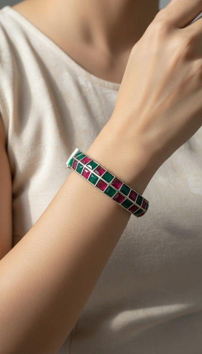 Meher Royalty Oxidized Silver Bangle – Boho Chic Meets Regal Grace