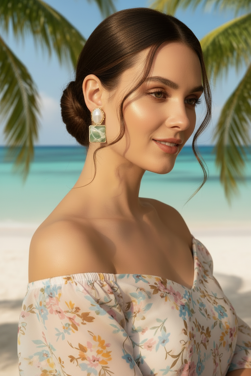 Green Water Earrings