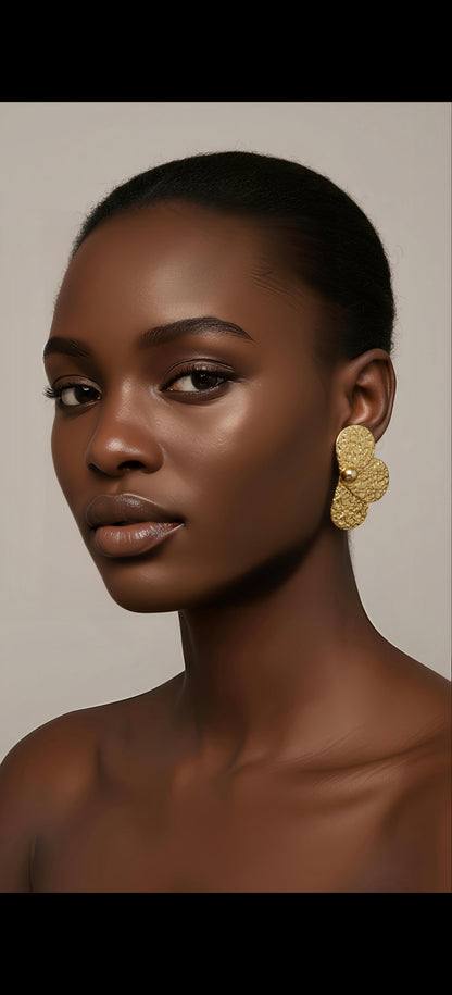 Gold Plated Statement Earrings Anti Tarnish in Stainless Steel for Women Waterproof