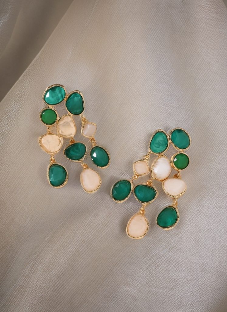 💚🤍Glow Drop - Green & White Glow Punk-Inspired Pendant Earrings