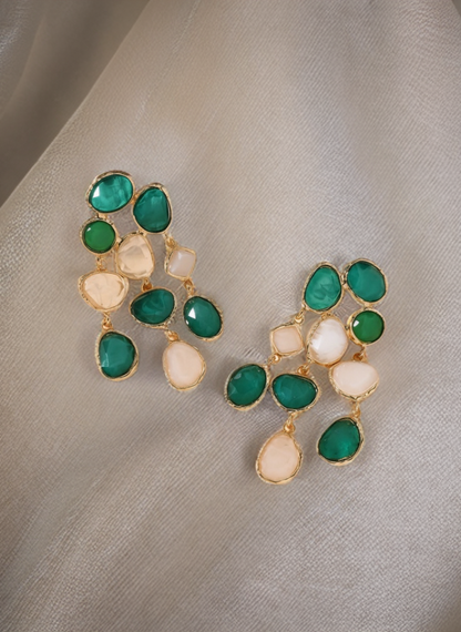 💚🤍Glow Drop - Green & White Glow Punk-Inspired Pendant Earrings