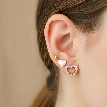 Minimal Heart Stud Earrings for Women | Stainless Steel Everyday Jewelry