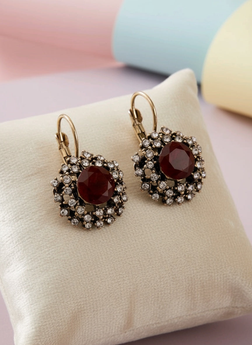 ❤️Scarlet Muse - Red Rhinestone Decor Stud Earrings
