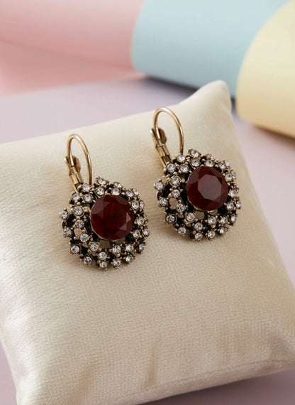 ❤️Scarlet Muse - Red Rhinestone Decor Stud Earrings