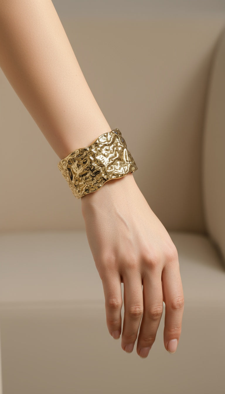 Rugg Stainless-Steel Cuff – Bold, Textured, and Timeless
