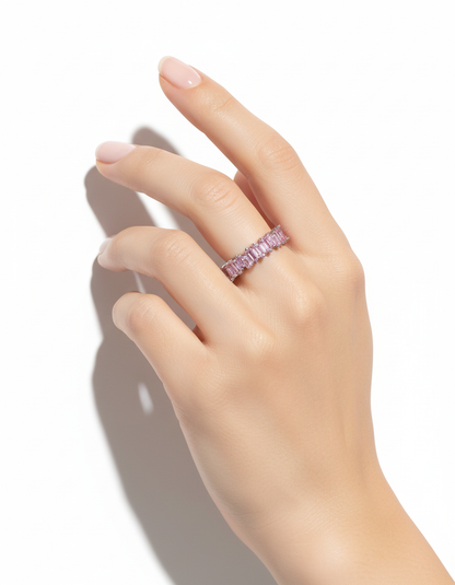 Pink Cubic Zirconia Ring for Women | Platinum Plated Fashion Ring