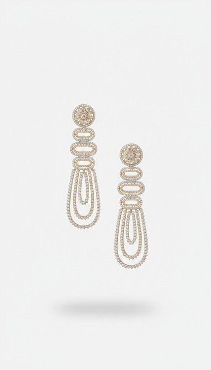 Long Golden Stone Dangling Earrings for Women | Party & Wedding Jewelry