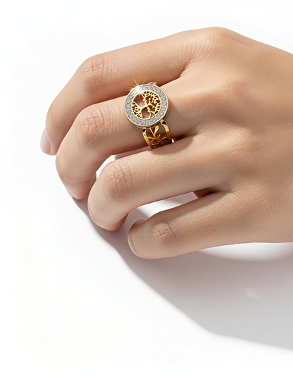 Tree of Life Stainless Steel Adjustable Ring for Women | Symbolic Jewelry