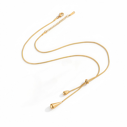18K Gold Plated in Stainless Steel Long Chain Adjustable Necklace