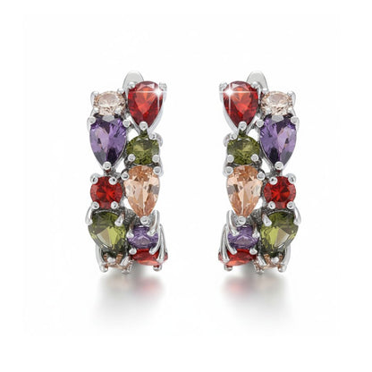 Cubic Zirconia Hoop Earrings in Copper Alloy- Girl Next Door Hoops