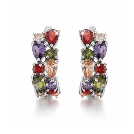 Cubic Zirconia Hoop Earrings in Copper Alloy- Girl Next Door Hoops