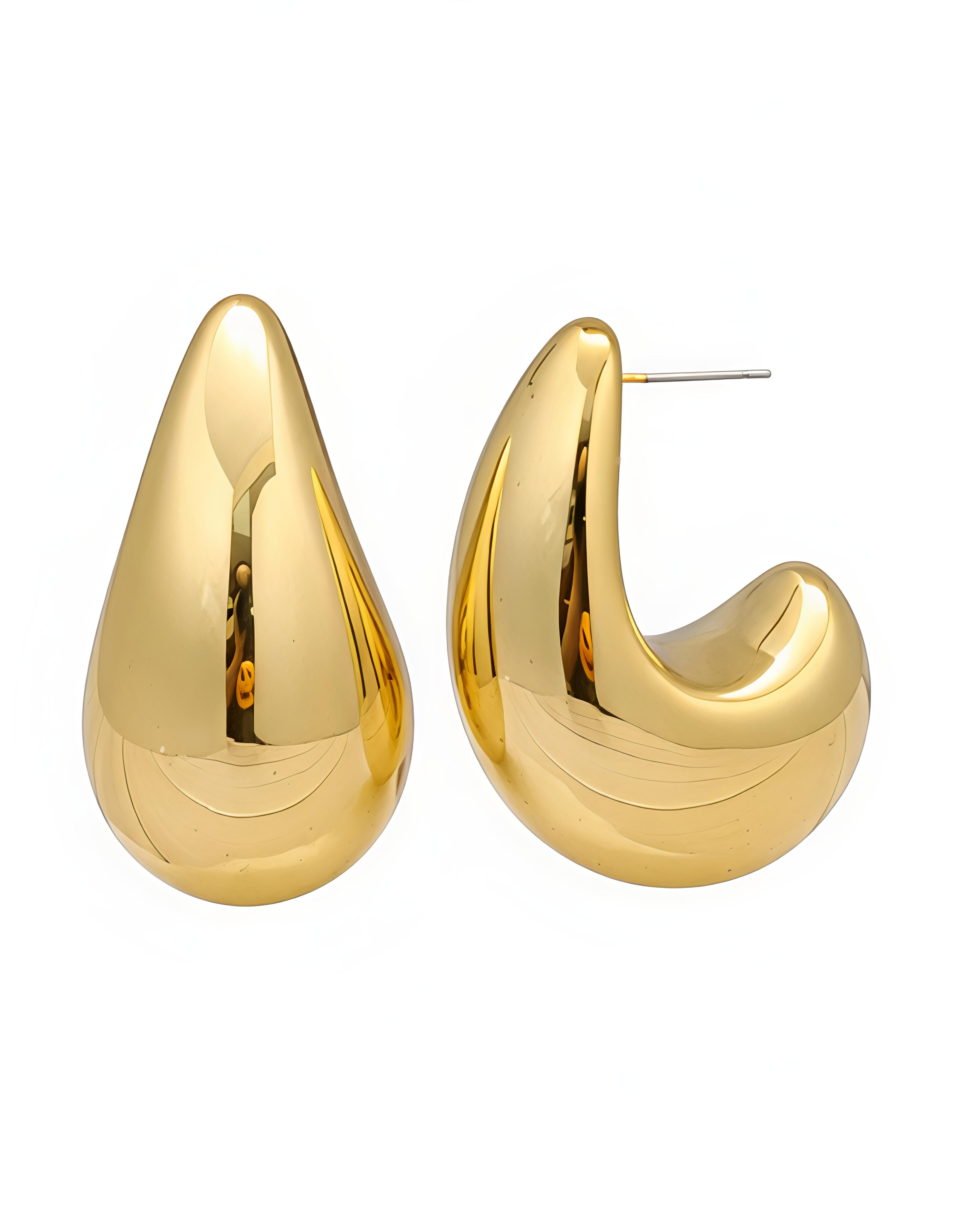 Gold Plated in Stainless Steel - Trending Water Drop Earrings - Big Water Drop Dangle Earrings for Women