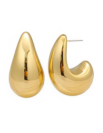 Gold Plated in Stainless Steel - Trending Water Drop Earrings - Big Water Drop Dangle Earrings for Women