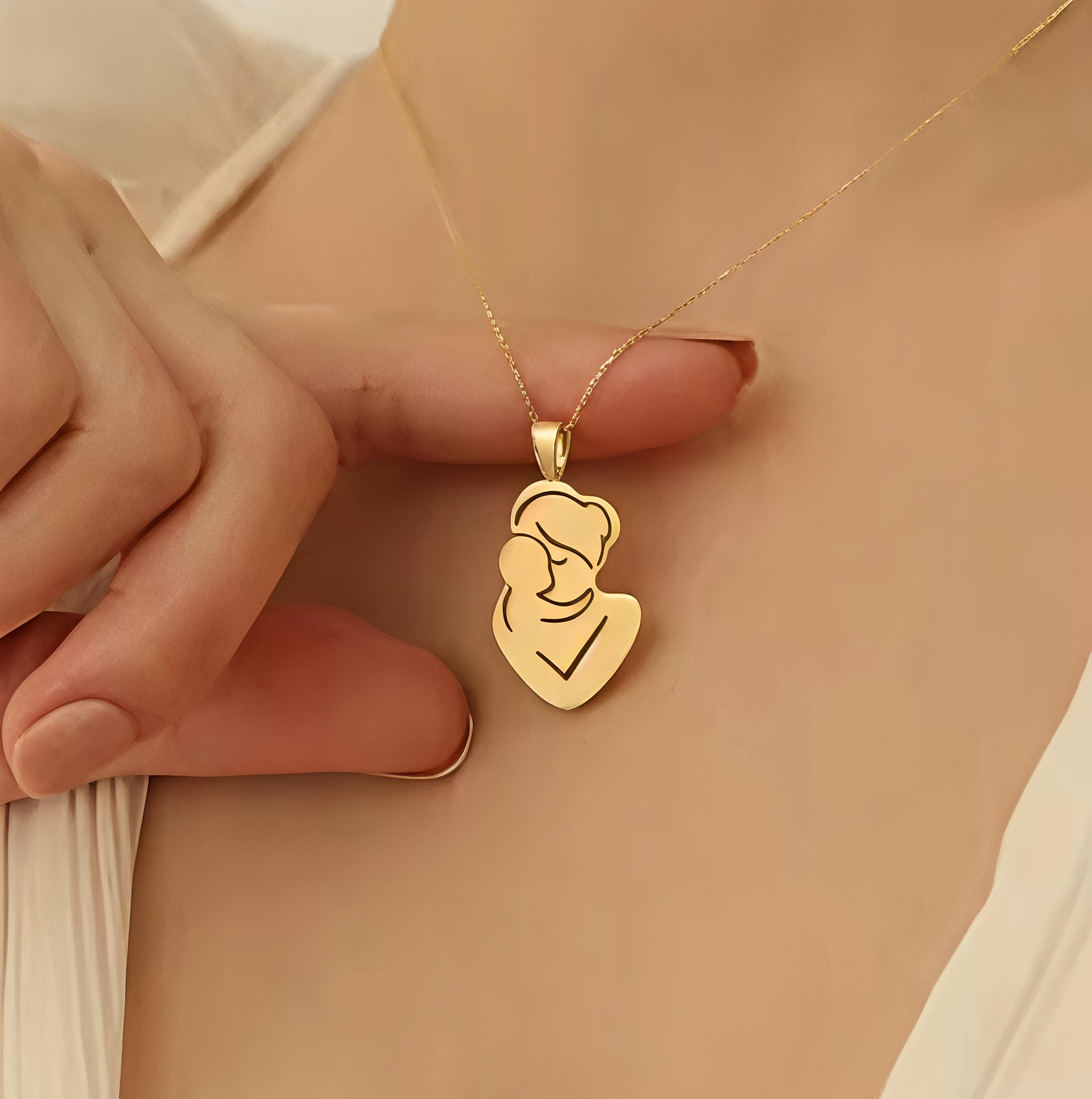 18K Gold Plated 304 Stainless Steel Pregnant Mother Pendant -In My Arms Necklace –